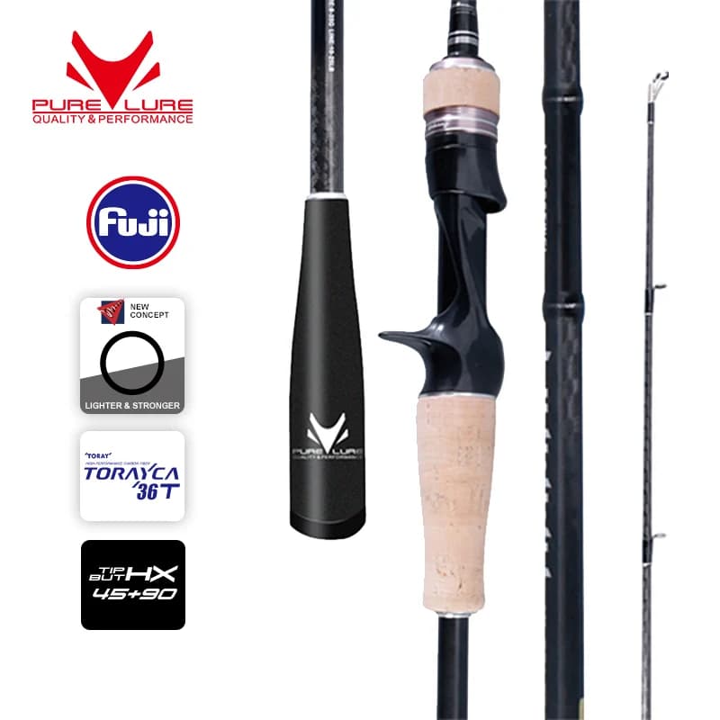 Canne à pêche PURELURE FIAMMA - Combo carbone universel avec poignée liège pour lancer longue distance