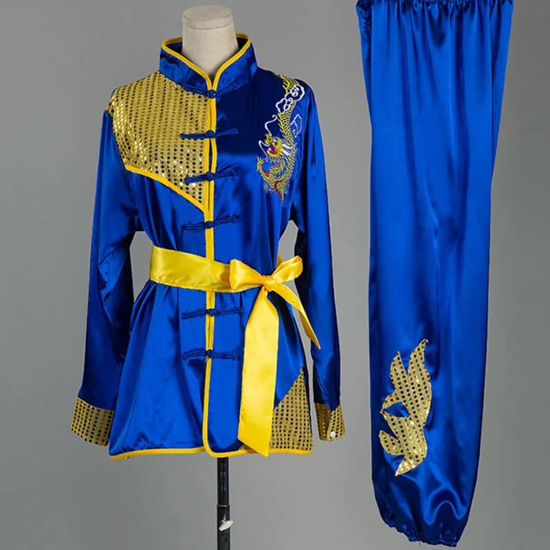 Uniforme de Wushu Kungfu chinois - Costume Taolu brodé dragon pour hommes femmes enfants