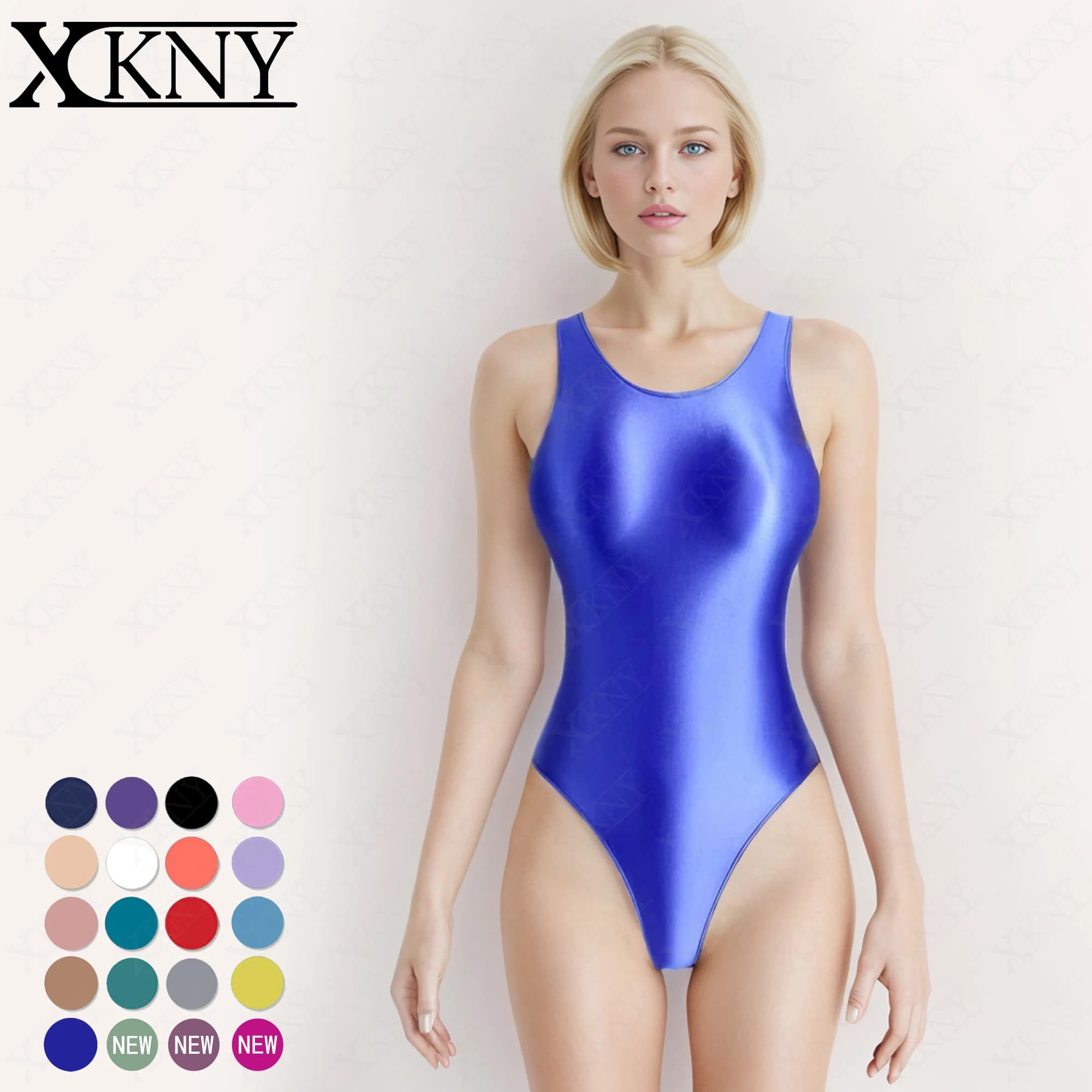 XClocKNYoung Combinaison de Bain Satin Brillant - Coupe Haute Décolleté Bas Soyeux
