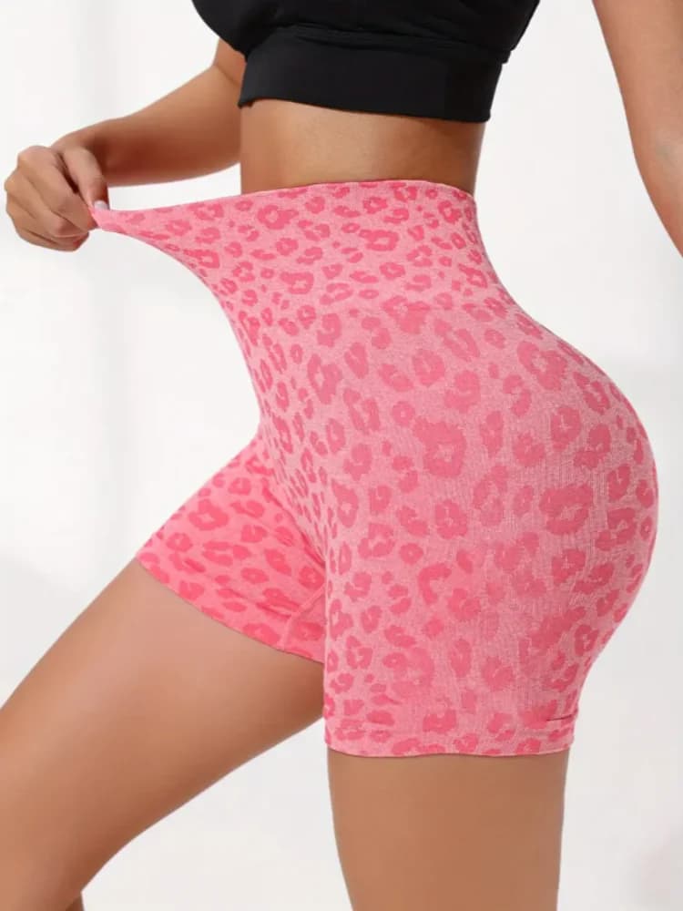 Shorts d'été pêche taille haute séchage rapide - Pantalons yoga léopard serrés nouveaux européens