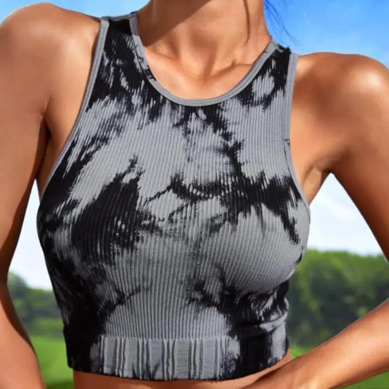 Débardeur court décontracté sans manches pour femmes - Teinture par nouage originale et tendance