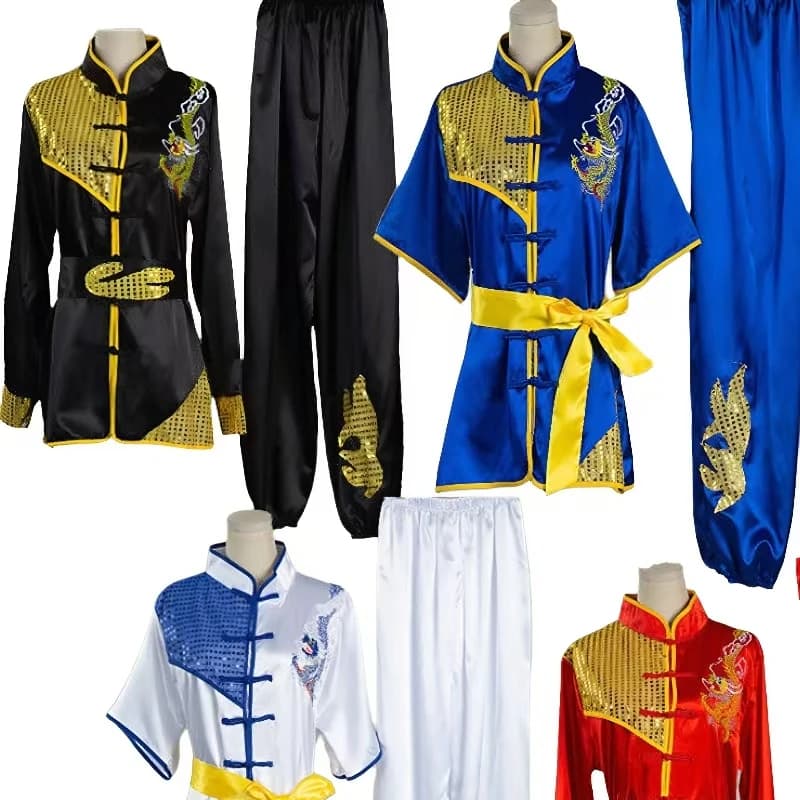 Uniforme de Wushu Kungfu chinois - Costume Taolu brodé dragon pour hommes femmes enfants