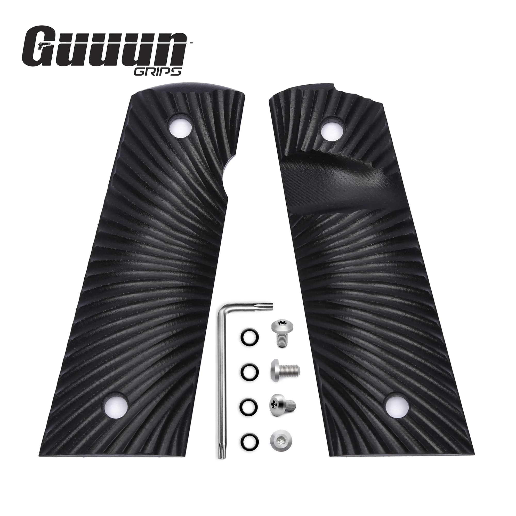 Magwell G10 Grip Guuun pour 1911 - Texture Sunburst et coupe de sécurité pour une prise optimale