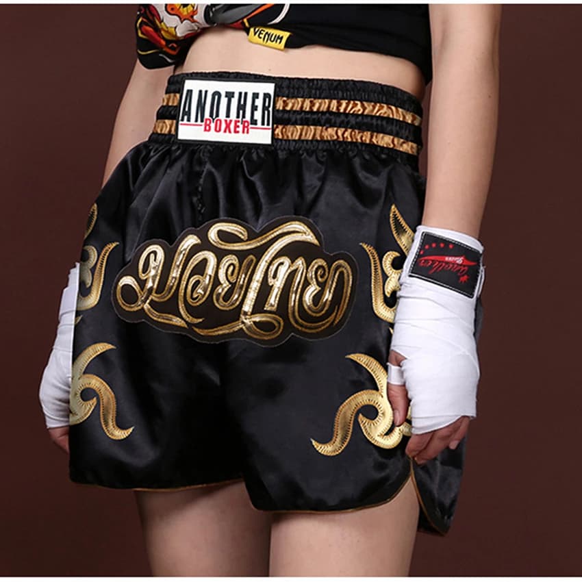 Short de boxe Muay Thai MMA brodé pour hommes femmes enfants entraînement pêche