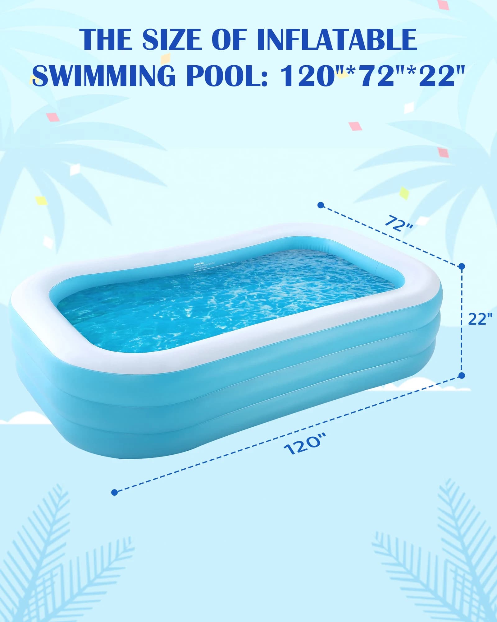 Piscine gonflable familiale 120 pouces bleue pour jardin et extérieur été centre de natation