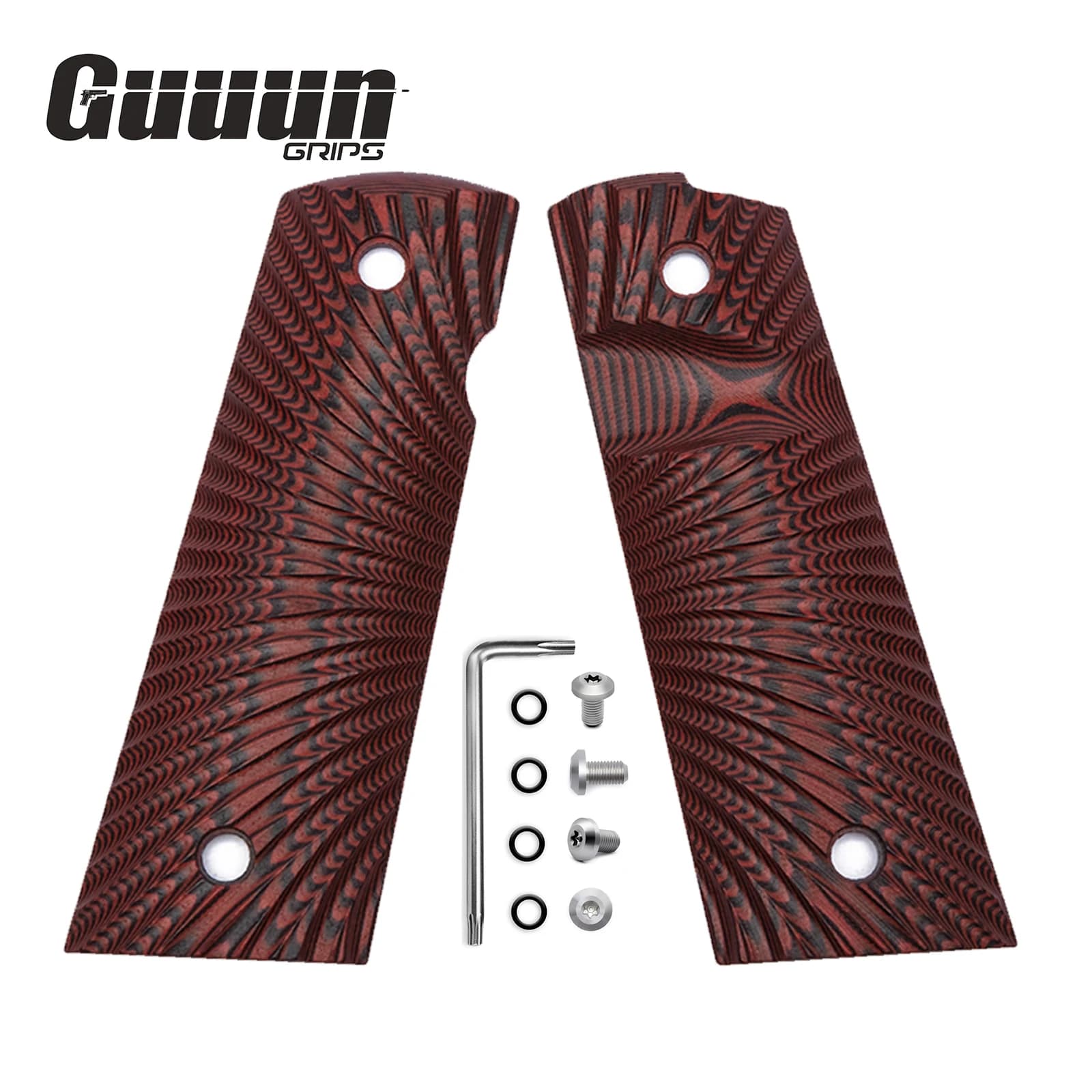 Magwell G10 Grip Guuun pour 1911 - Texture Sunburst et coupe de sécurité pour une prise optimale