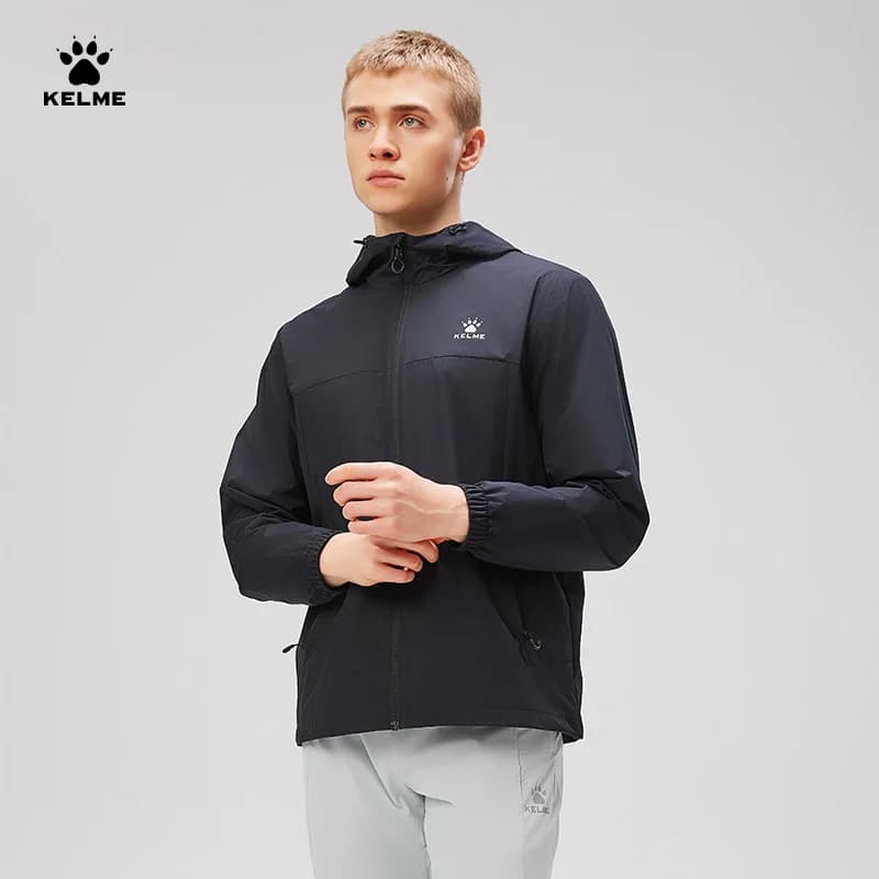 Coupe-vent sport Kelme homme tissé à capuche pour course randonnée alpinisme entraînement extérieur