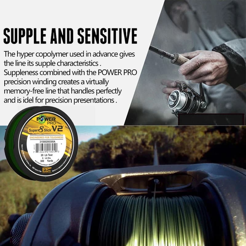 Ligne pêche POWER PRO SSV2 275m PE 8 brins - Tresse Spectra originale USA pour pêche sportive