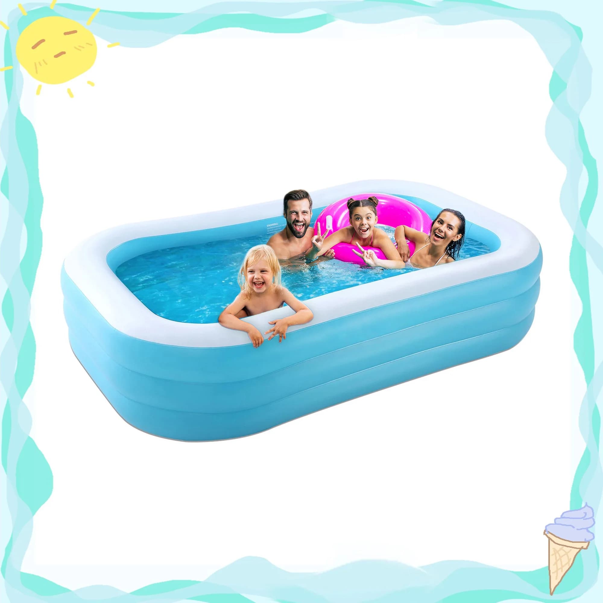 Piscine Gonflable Grande Taille Facile à Installer pour Jardin et Arrière-Cour Familiale