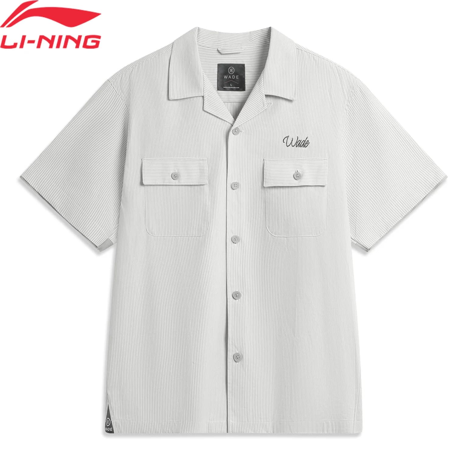 Chemise Li-Ning Wade rayures hommes 100% coton coupe ample mode loisirs manches courtes ASHV169