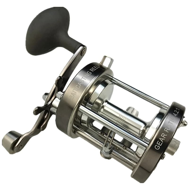 Moulinet de pêche CL90 entièrement métal gros tambour - Traîne rapboat eau salée antirouille gauche