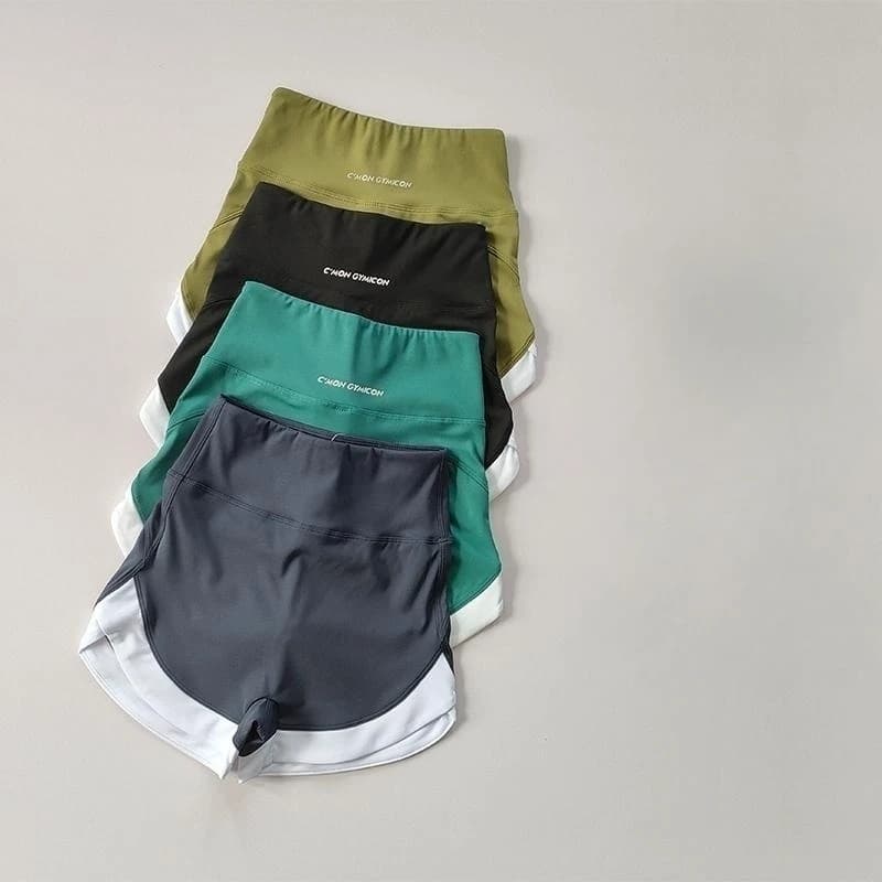 Short sport femme contrasté taille haute - Pantalon yoga respirant pour pêche estivale active