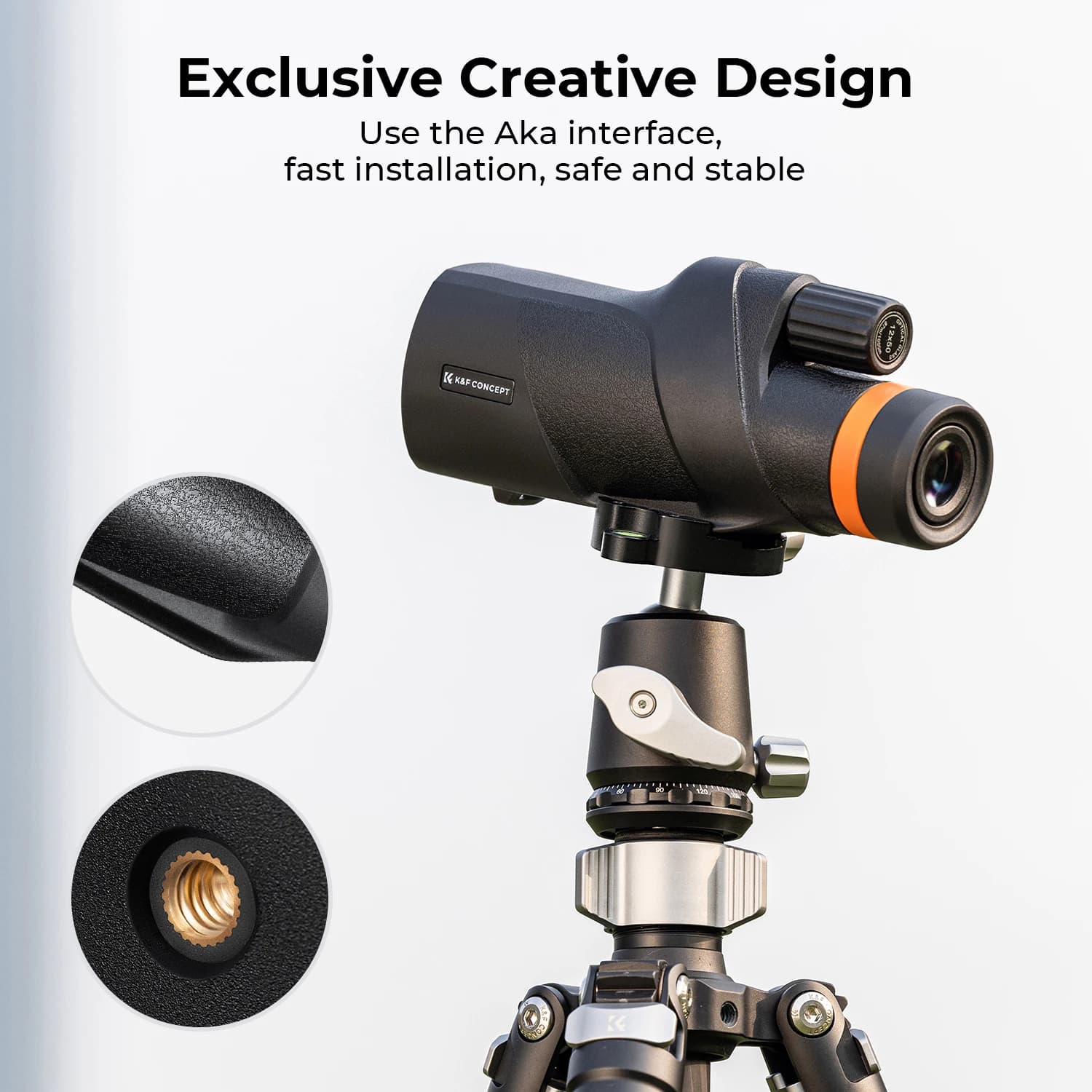 Télescope monoculaire 12x50 étanche pour observation oiseaux et chasse - HD BAK4 avec support téléphone