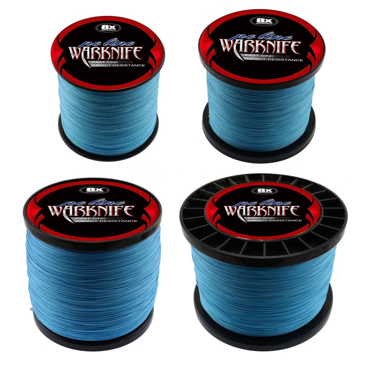 Ligne de pêche tressée PE Warknife pour eau salée - 8 fils durable 6-300lb