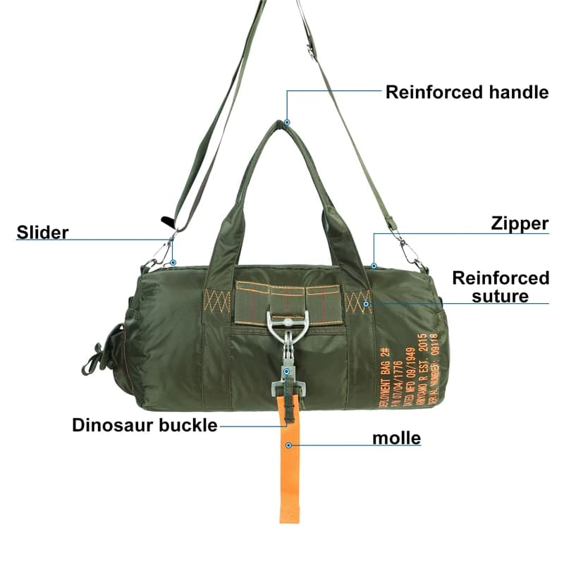 Sac Duffle LQARMY-DulParachute Nylon 1000D pour pêche et camping - Sac bandoulière étanche extérieur