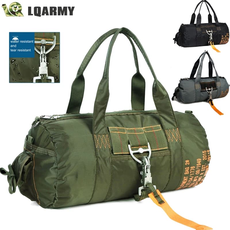Sac Duffle LQARMY-DulParachute Nylon 1000D pour pêche et camping - Sac bandoulière étanche extérieur