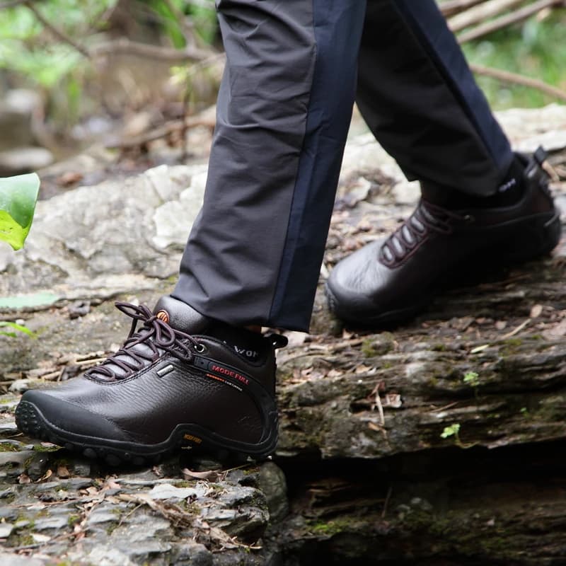 Bottes de randonnée cuir vache imperméables pour pêche chasse montagne neige hommes femmes