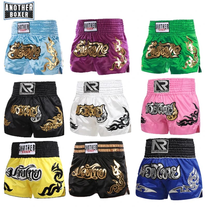 Short de boxe Muay Thai MMA brodé pour hommes femmes enfants entraînement pêche