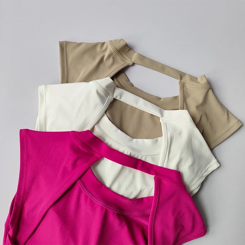 T-shirt dos nu femme sport sexy - Haut moulant yoga amincissant à séchage rapide pour pêche