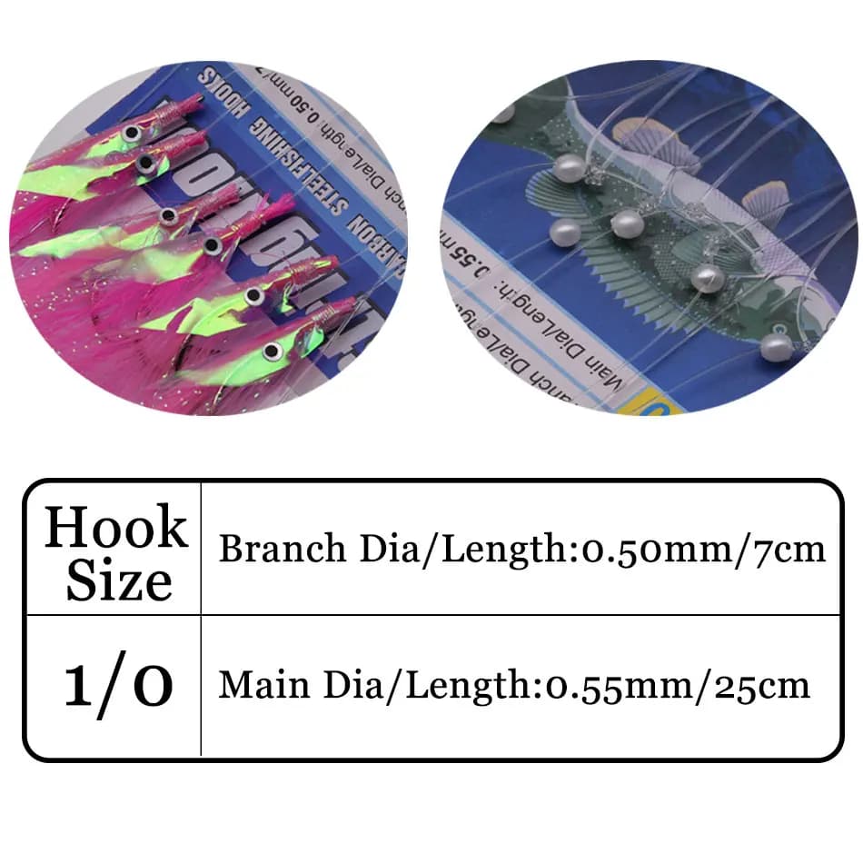 Pack de crochets JYJ peau de poisson laser - Sabiki pour pêche en mer du maquereau espagnol