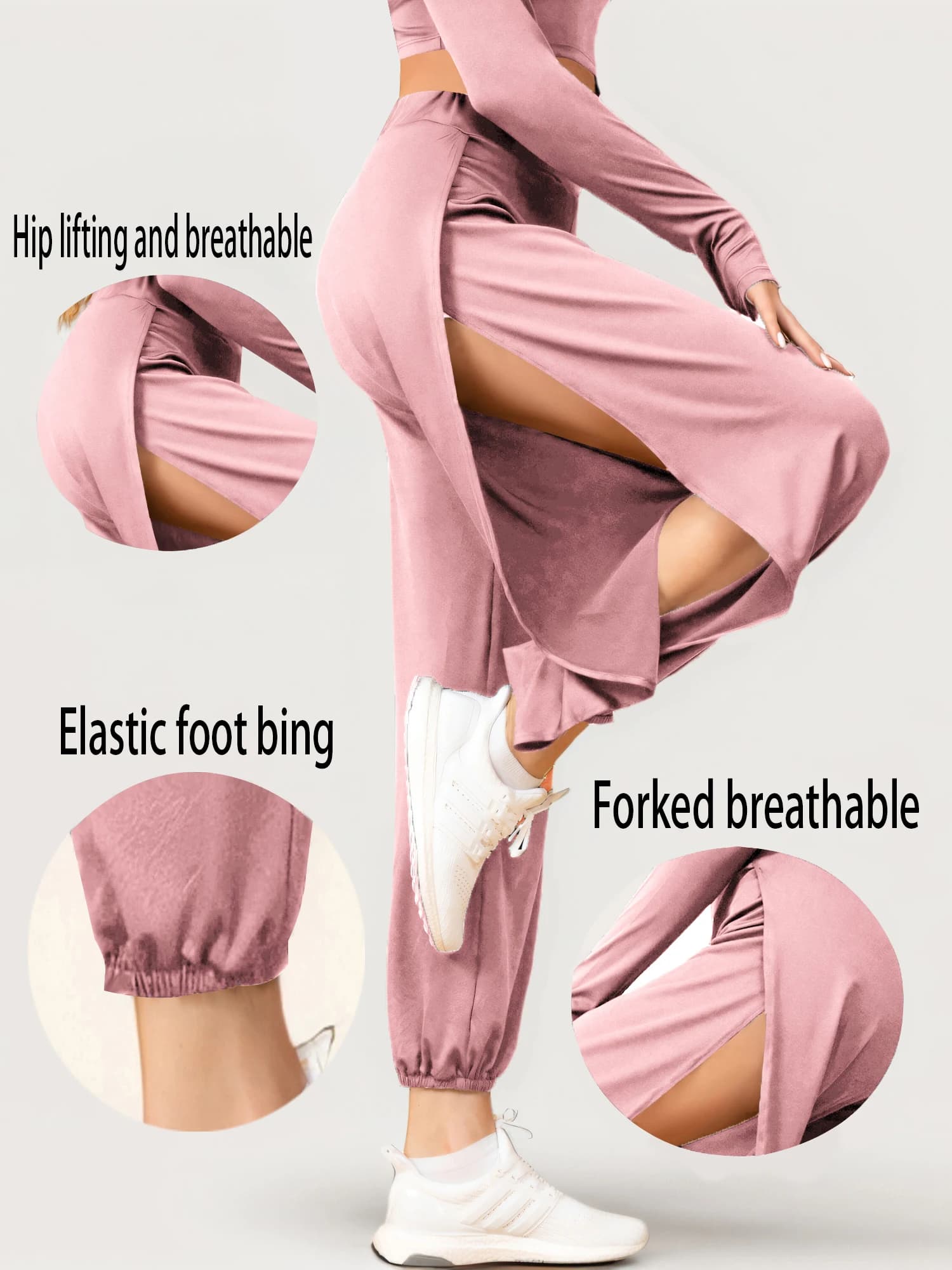 Pantalon yoga femme taille haute élastique Mode - Coupe décontractée hippy avec fente haute Harlan