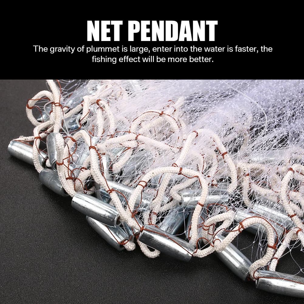 Filet à appâts à rayon pour pêche en eau salée - Filet petite maille avec plombs en aluminium 4 à 8 pieds