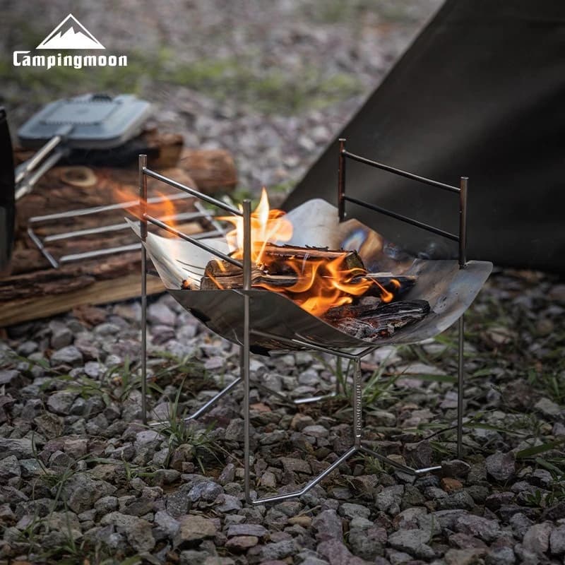 Barbecue portable pliant Campingmoon acier inoxydable - Gril de pêche compact pour repas en plein air