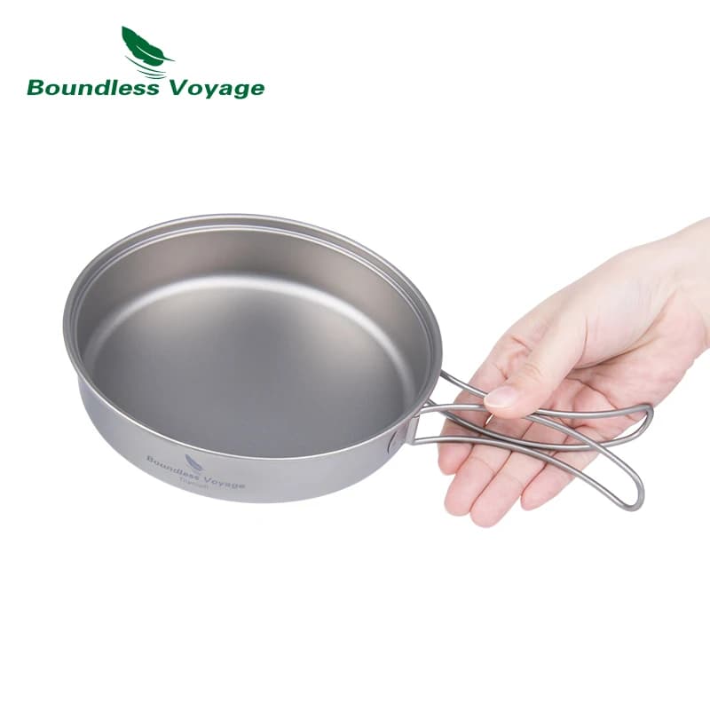 Ensemble casseroles titane Boundless Voyage avec plaque pliante - Ultraléger camping randonnée pêche
