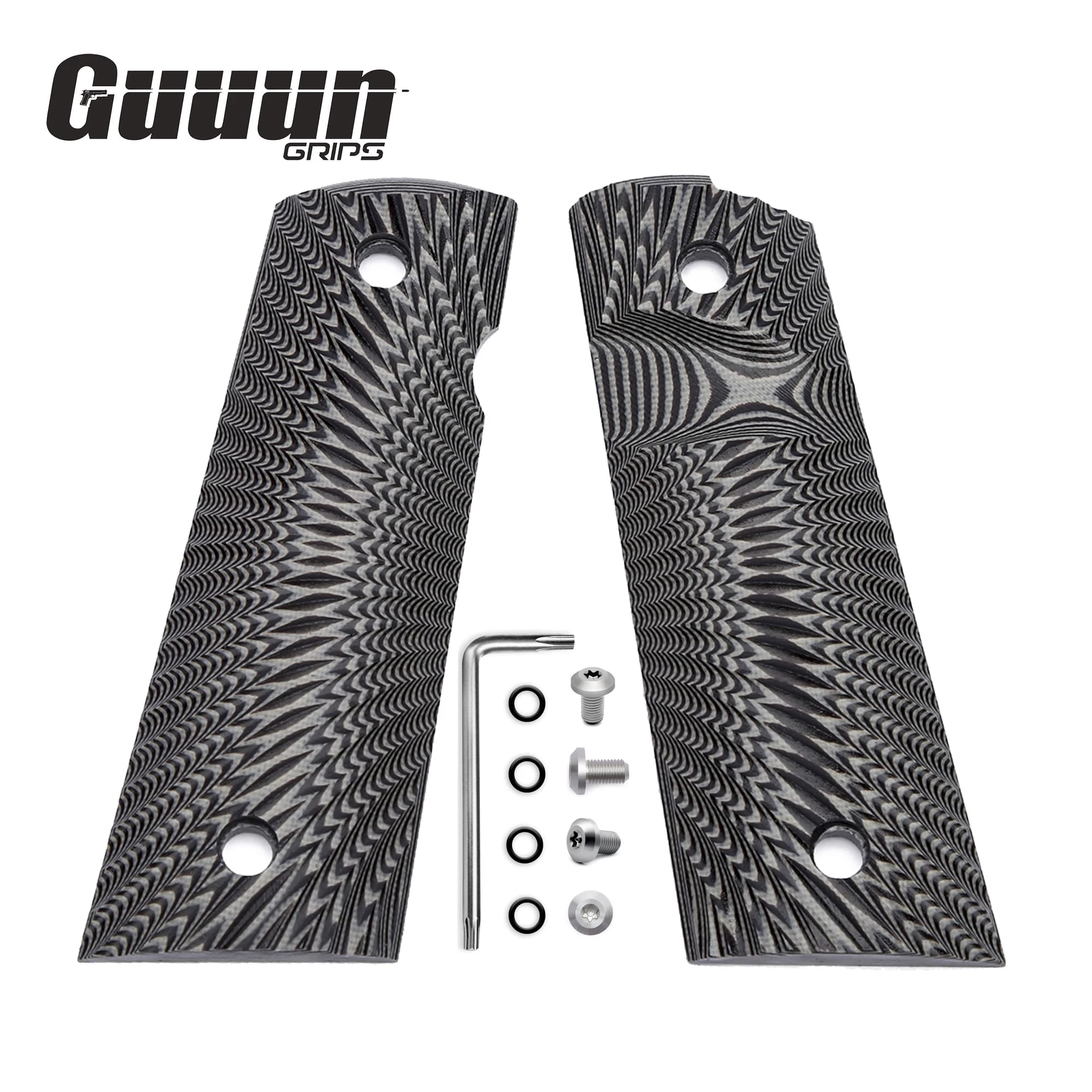 Magwell G10 Grip Guuun pour 1911 - Texture Sunburst et coupe de sécurité pour une prise optimale