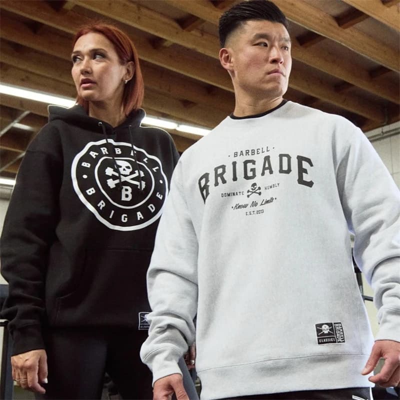 Sweat-shirt BARBELL BRIGADE à capuche pour hommes - Sweat sportif respirant streetwear décontracté
