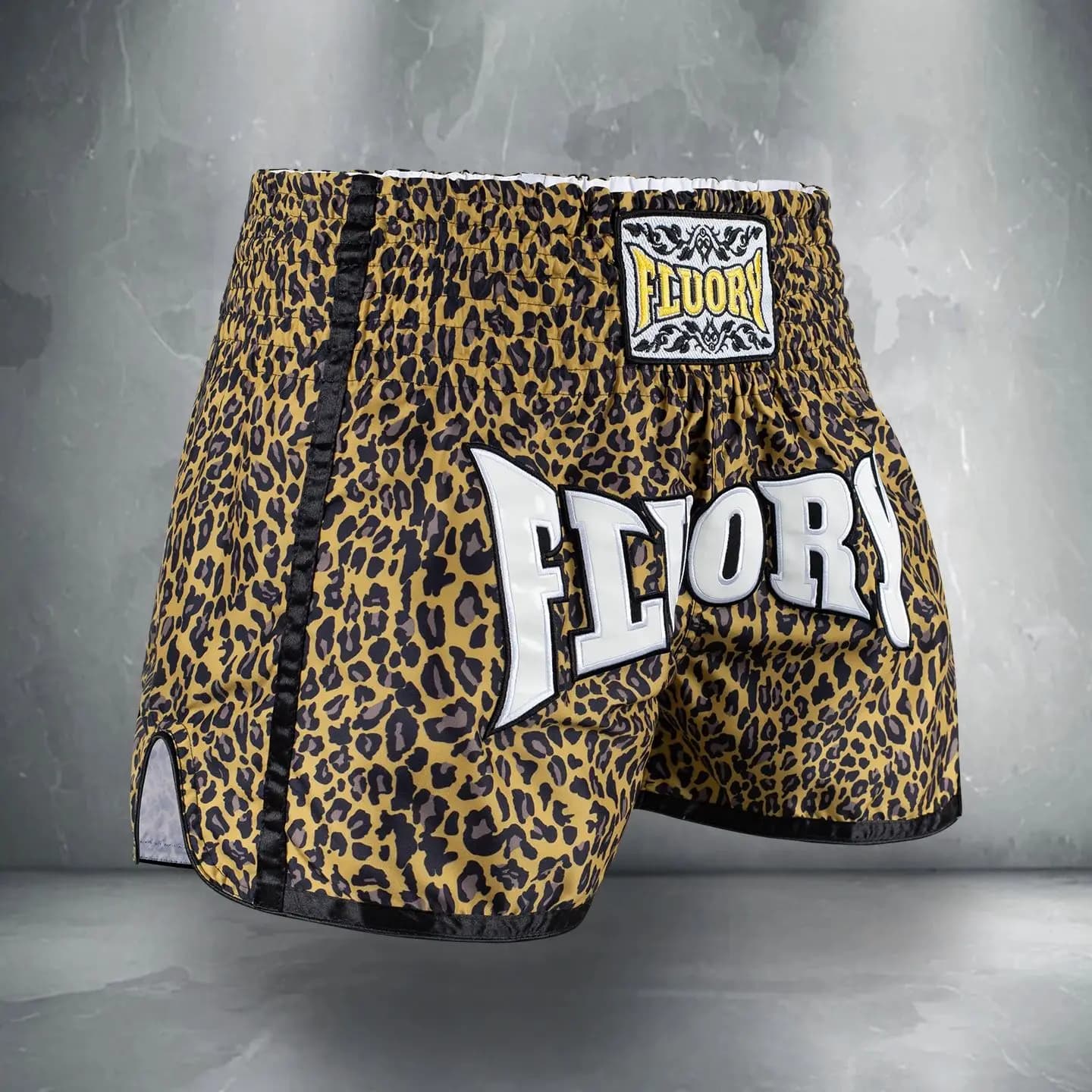 Short de combat imprimé fluoré Muay Thai - Boxe avec patchs brodés professionnels