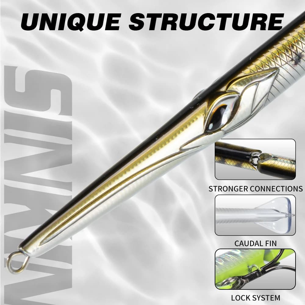 Leurre de pêche leurre crayon articulé 3 sections 255mm 30.6g pour bar et poissons de mer