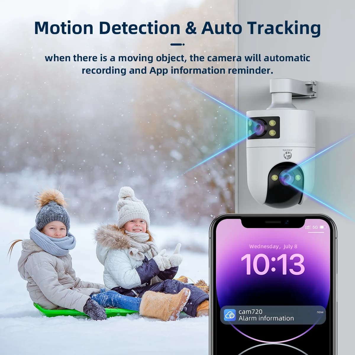 Caméra de surveillance extérieure JOOAN 4K PTZ WiFi avec suivi automatique - Caméra IP étanche vision nocturne 8MP