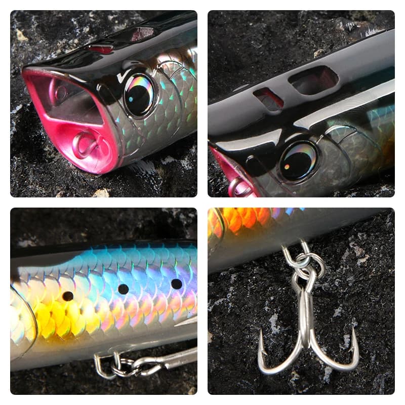 Leurre dur flottant Letoyo Topwater Popper 8.5-30g pour la pêche du brochet, du sandre et du black bass