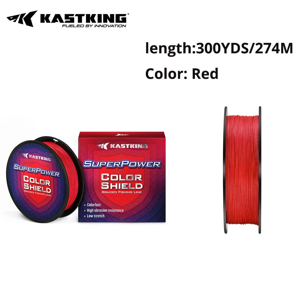 Ligne de pêche tressée 4 brins KastKing Superpower ColorShield 10-80LB pour la pêche de la carpe