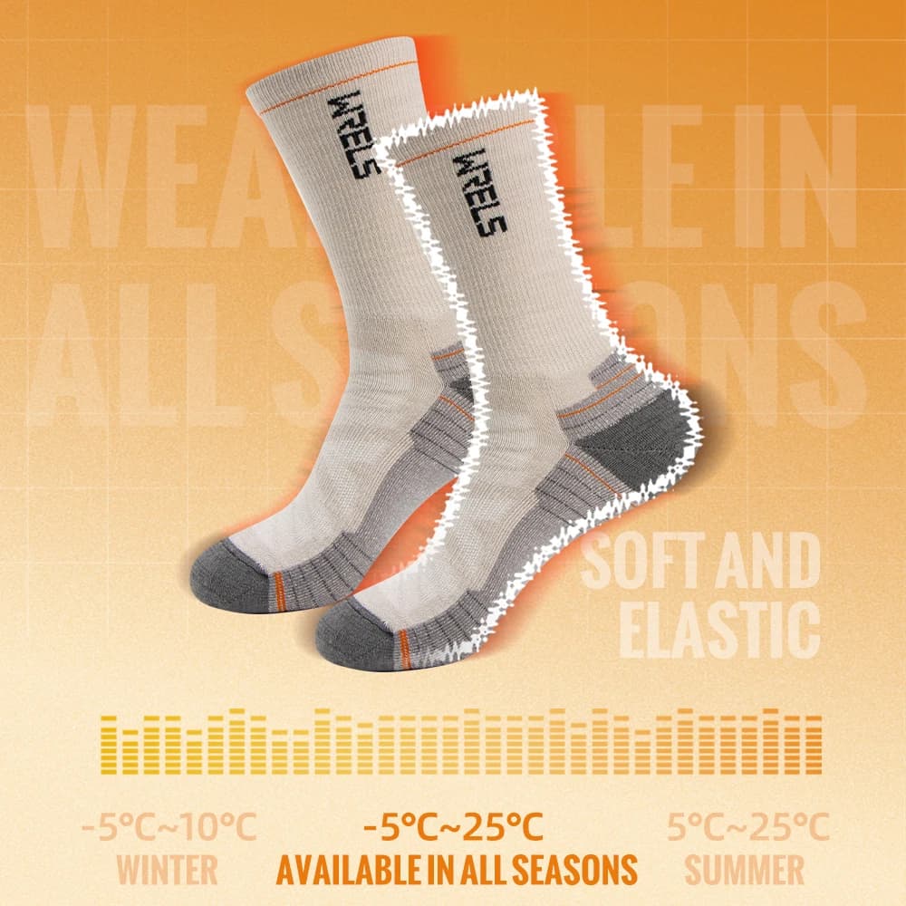 Chaussettes laine mérinos WRELS pêche randonnée hiver épaisses thermo-régulantes sport lot