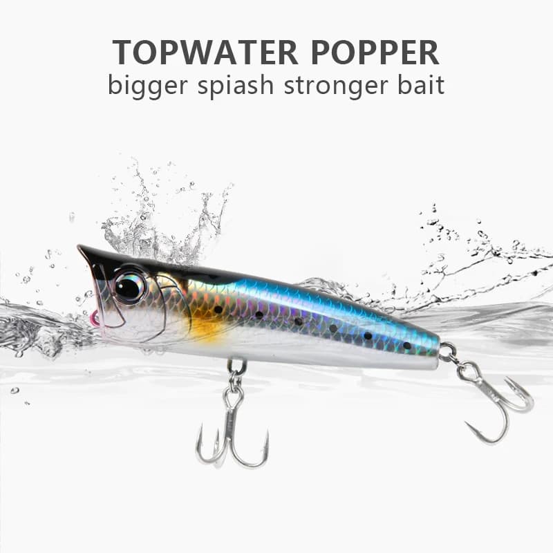 Leurre dur flottant Letoyo Topwater Popper 8.5-30g pour la pêche du brochet, du sandre et du black bass