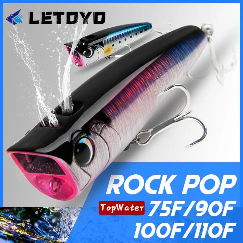 Leurre dur flottant Letoyo Topwater Popper 8.5-30g pour la pêche du brochet, du sandre et du black bass