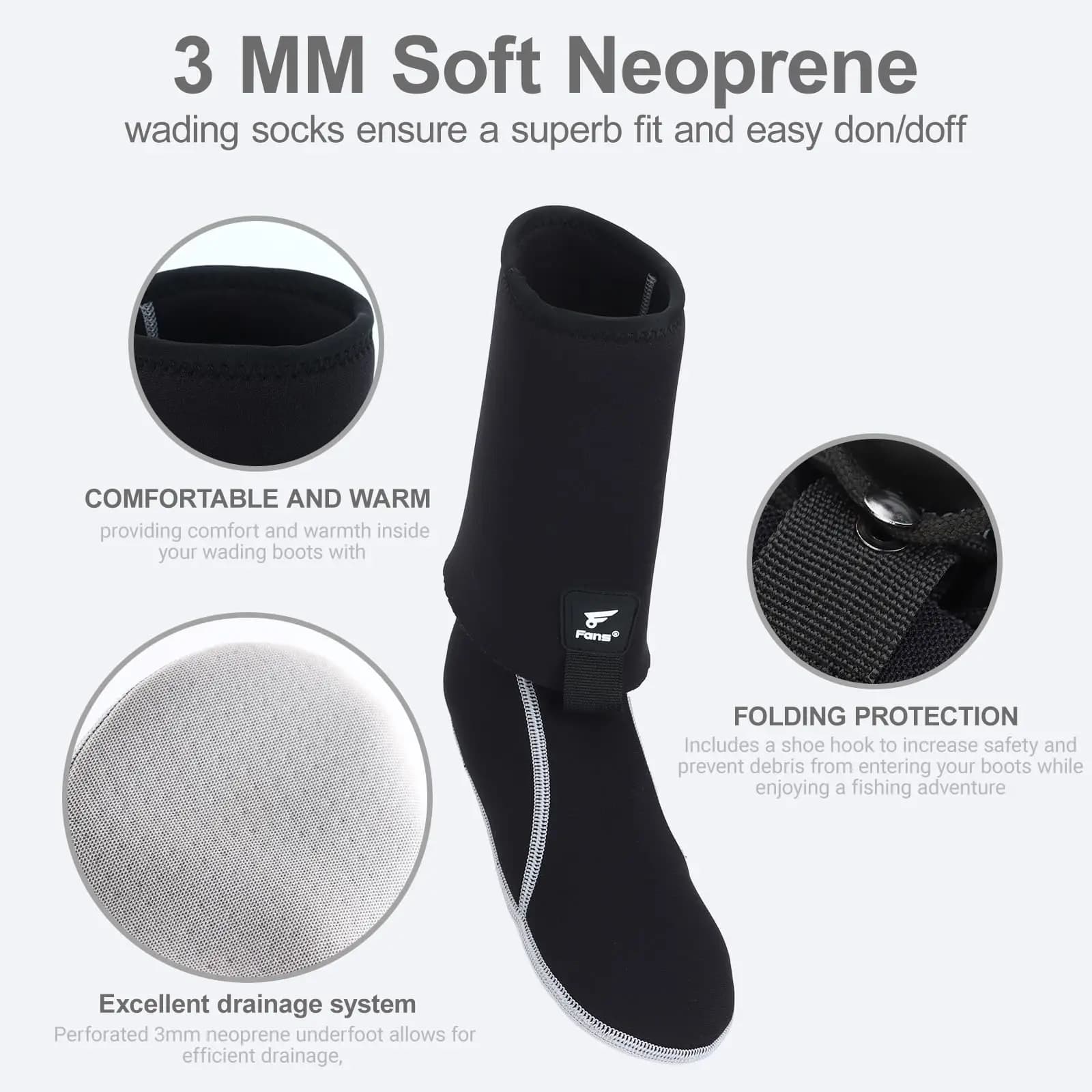 Lot de 8 paires de chaussettes néoprène pour pêche - Confortables et protectrices pour waders