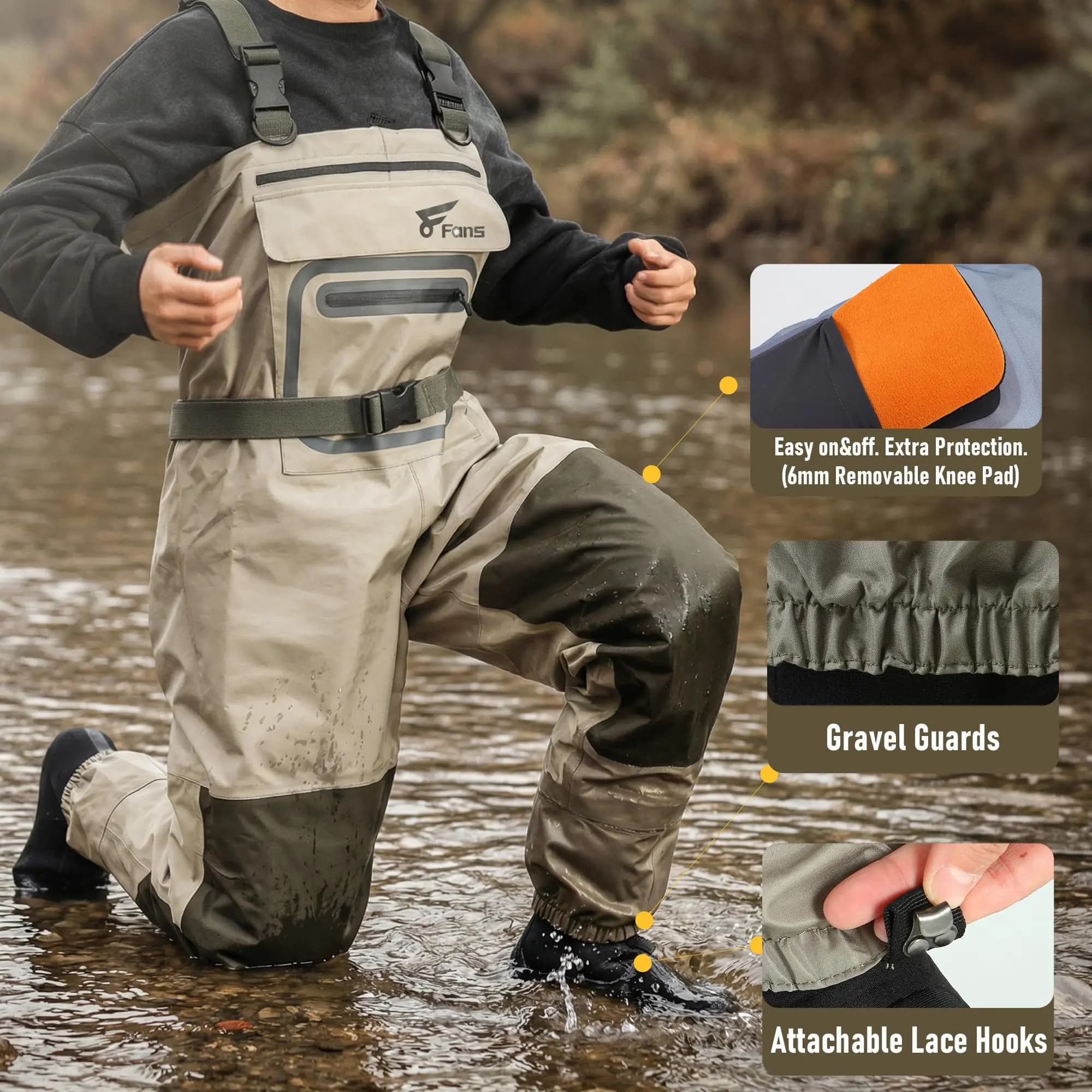 Waders de pêche néoprène 3 couches homme et femme, imperméables respirants et légers pour chasse