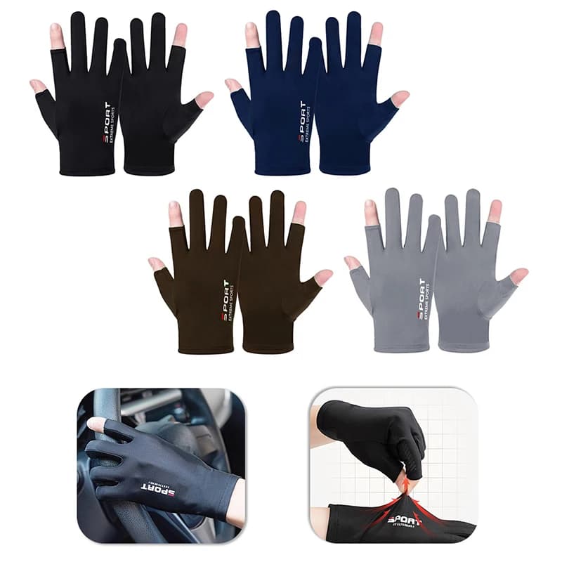 Gants soie glacée été hommes protection solaire pêche conduite vélo randonnée respirants