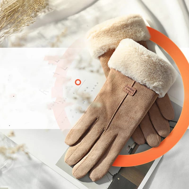 Gants femme suédine hiver pêche extérieur chauds imperméables tactiles sport
