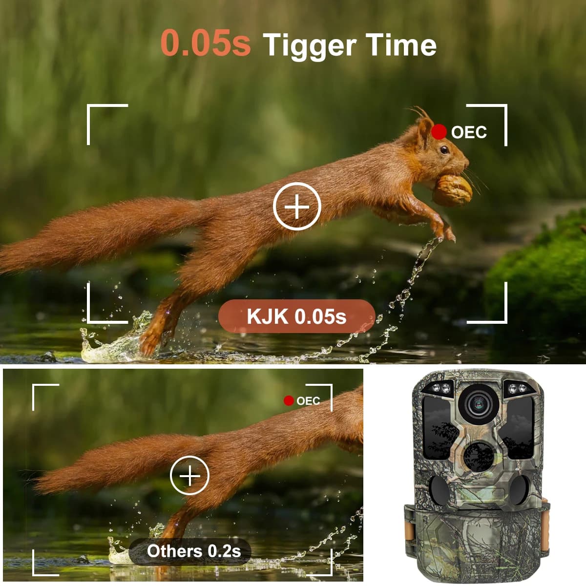 Caméra WiFi 4K 48MP IP67 étanche - Déclenchement 0.05s vision nocturne IR pour pièges photos