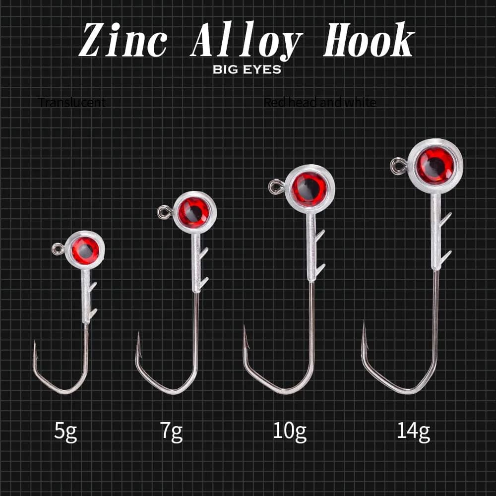 Leurres Hunthouse ajing 5g à 14g avec yeux rouges pour pêche du rockfish au jig head zinc