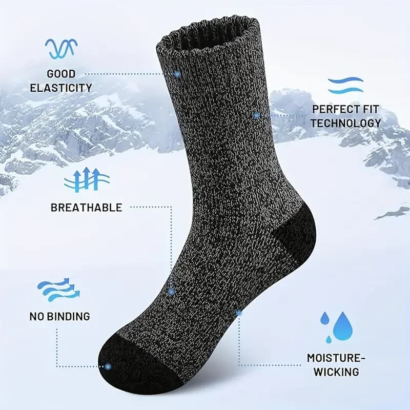 Chaussettes randonnée homme en laine mérinos épaisses - 5 paires thermiques pour temps froid et activités outdoor