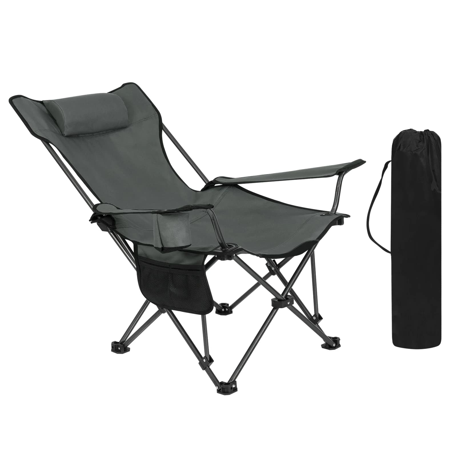 Fauteuil de pêche pliant WOLTU léger avec accoudoirs, porte-gobelet et sac de transport pour camping