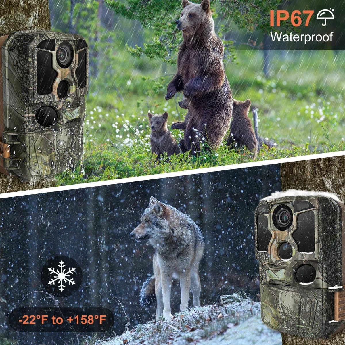 Caméra WiFi 4K 48MP IP67 étanche - Déclenchement 0.05s vision nocturne IR pour pièges photos