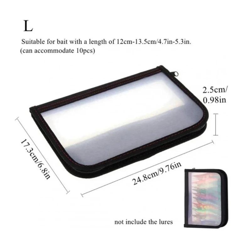 Boîte de rangement transparente pour leurres calamars - Étui pêche avec fermeture éclair double sens