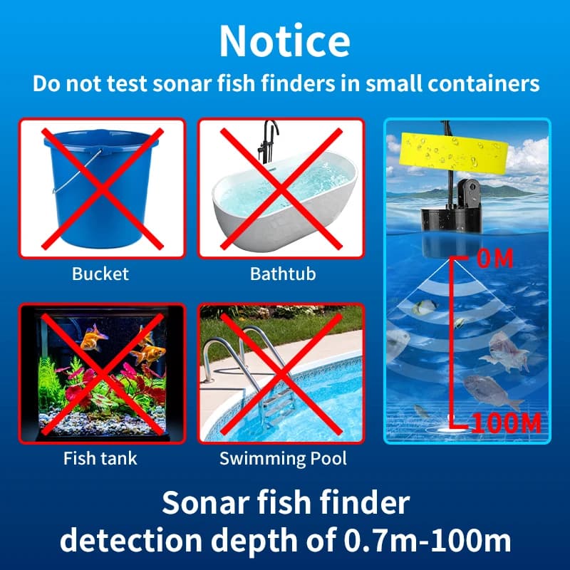 Erchang XF03 Sondeur portable 100m profondeur pour pêche lac mer avec échosondeur et détection appâts