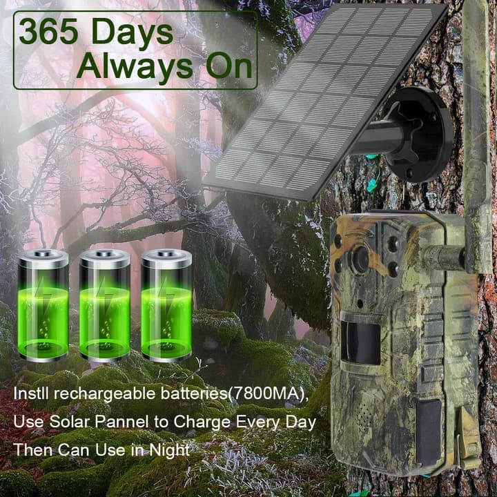Caméra de chasse solaire 4MP/14MP 4G étanche - Détection mouvement 20m vision nocturne 30m pour faune